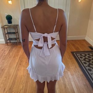Double Bow White Mini Dress